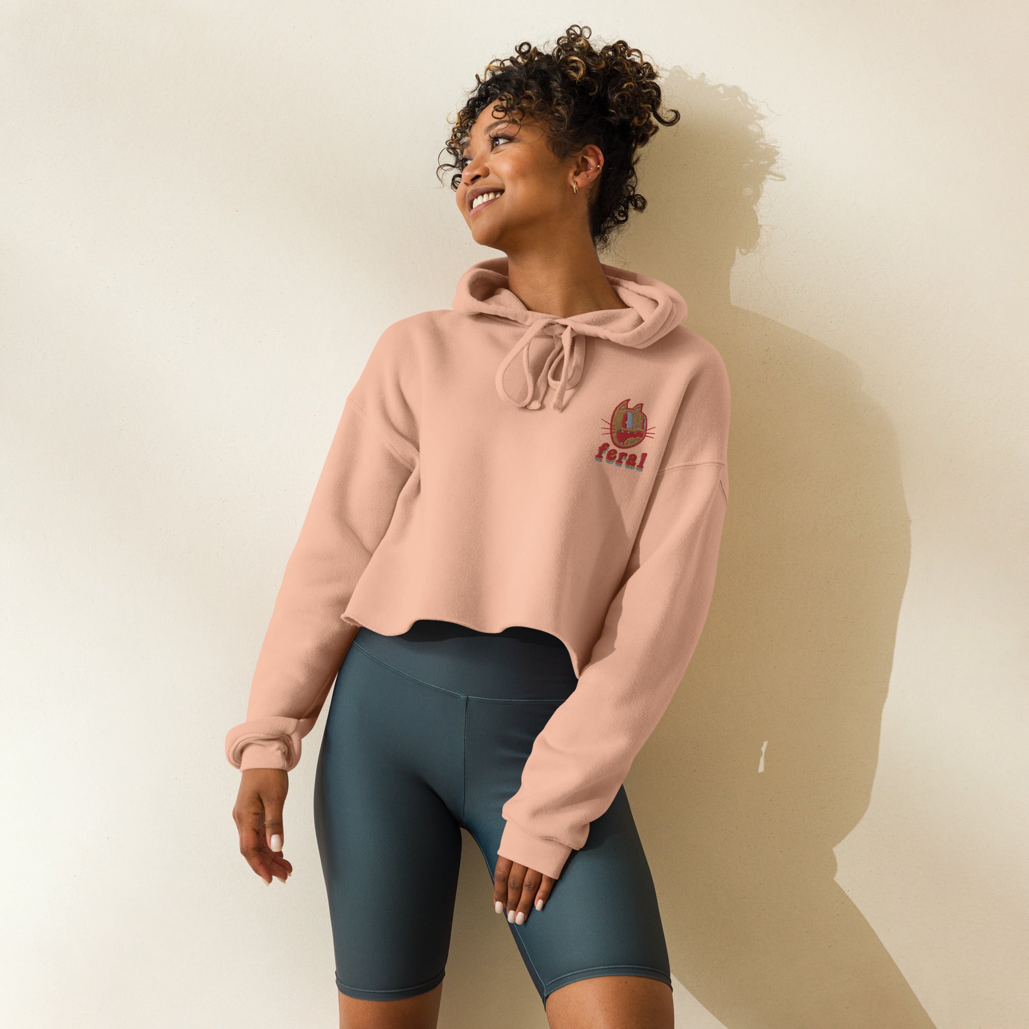 Crop Feral Hoodie Embroidered