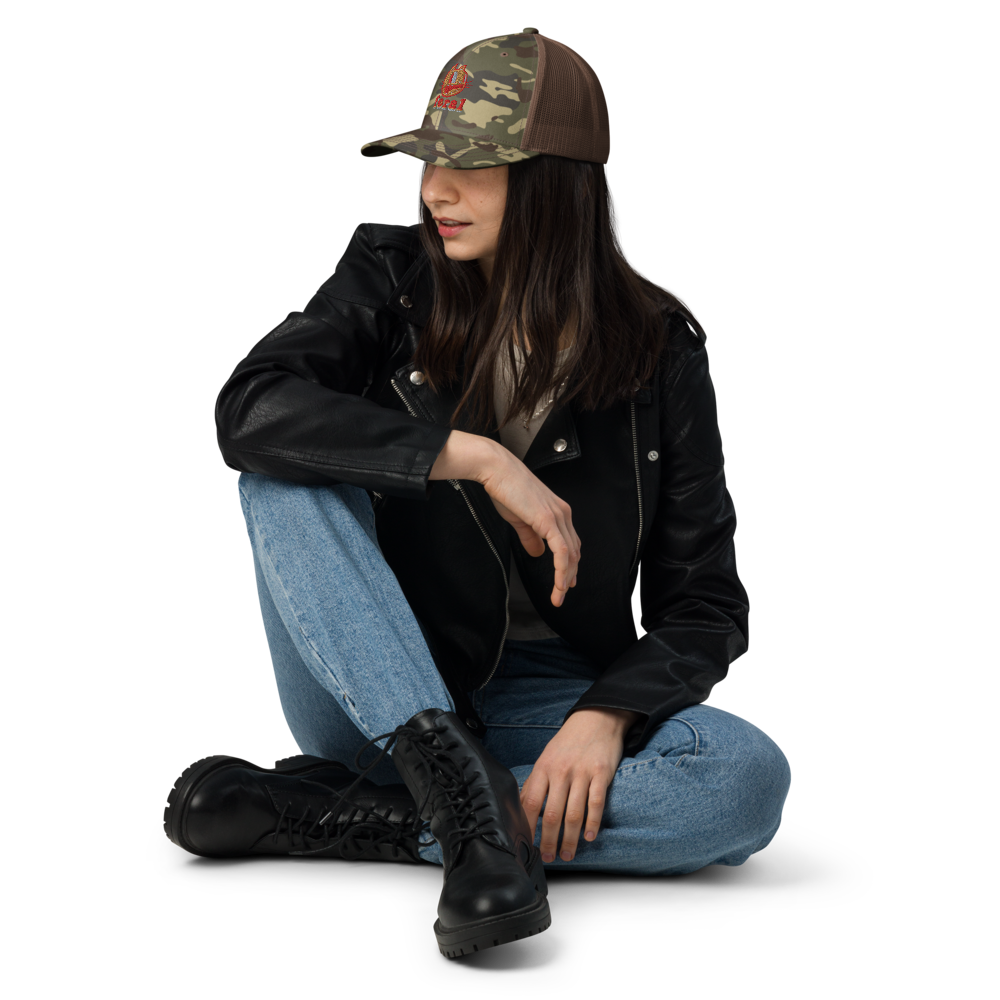 Feral camouflage trucker hat