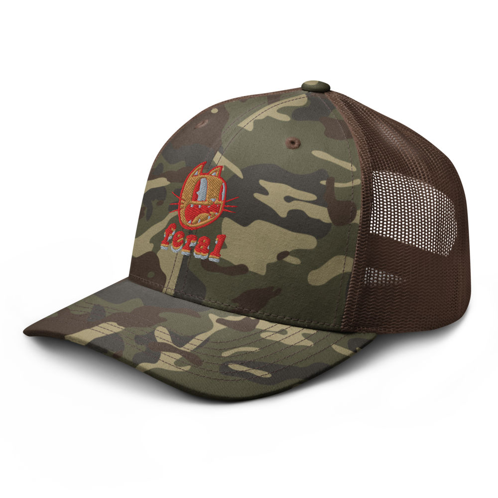 Feral camouflage trucker hat