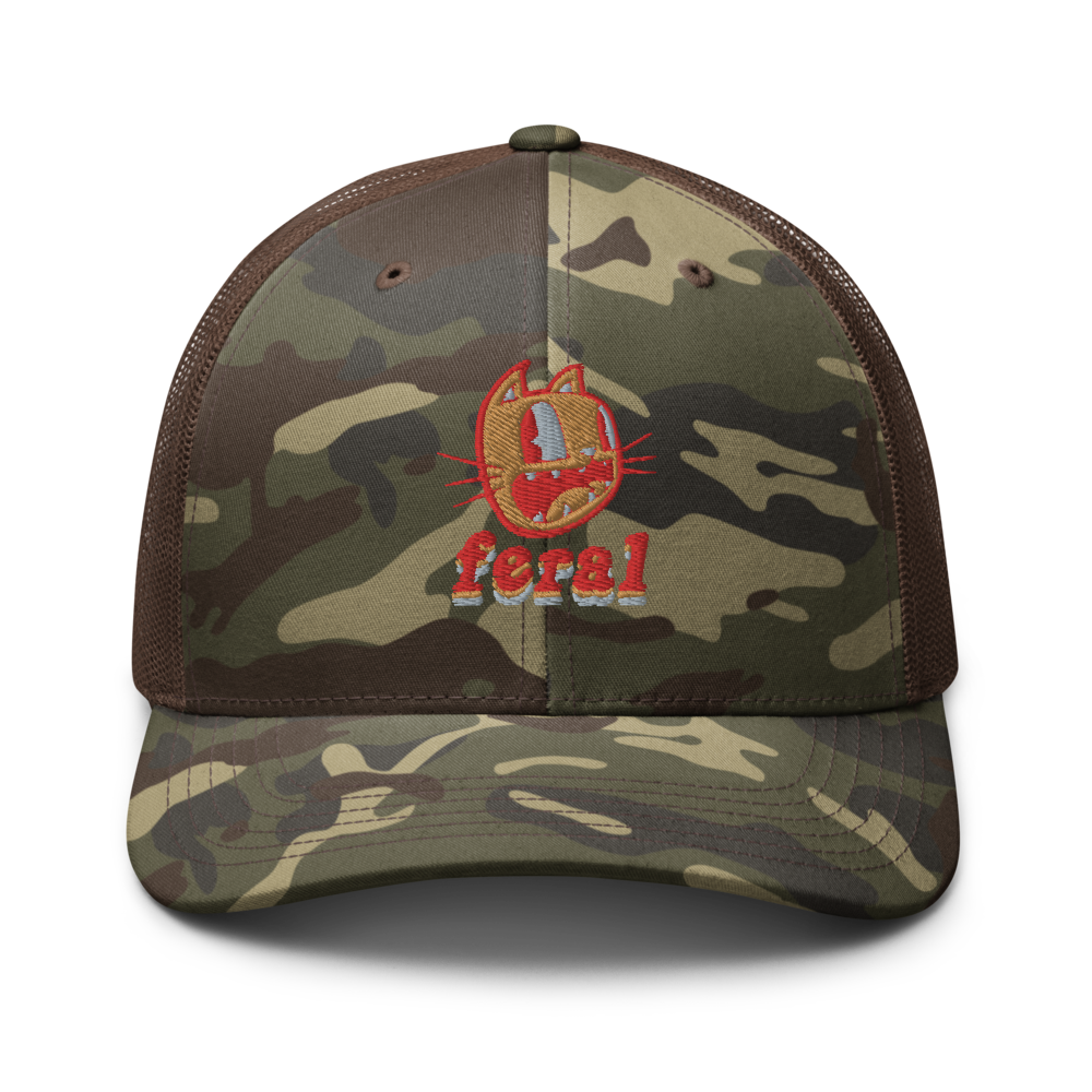 Feral camouflage trucker hat
