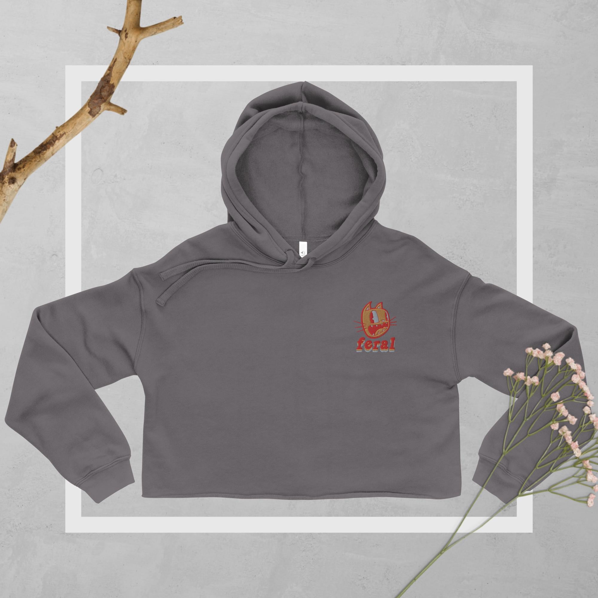 Crop Feral Hoodie Embroidered