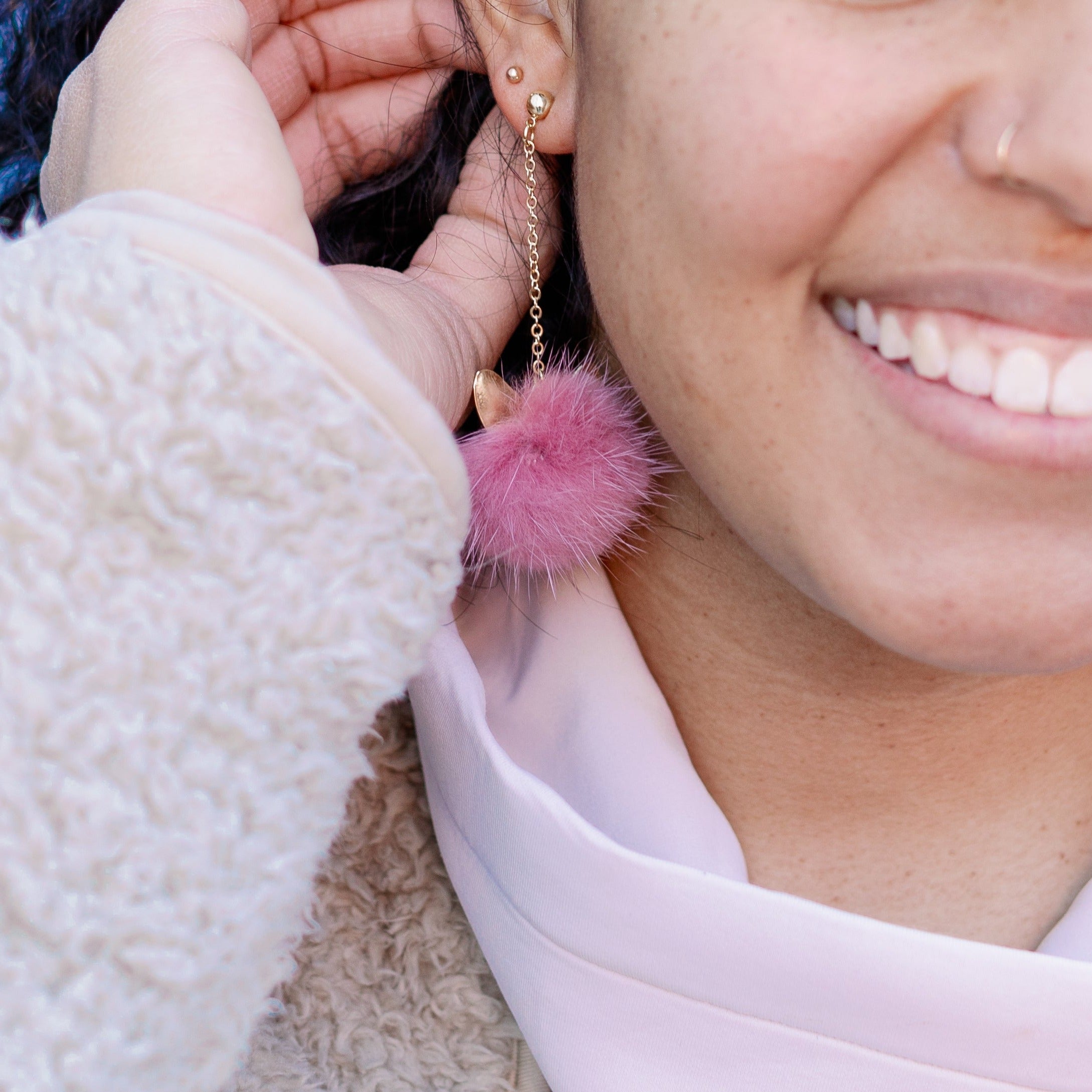 Persian Cat Pom Pom Earrings