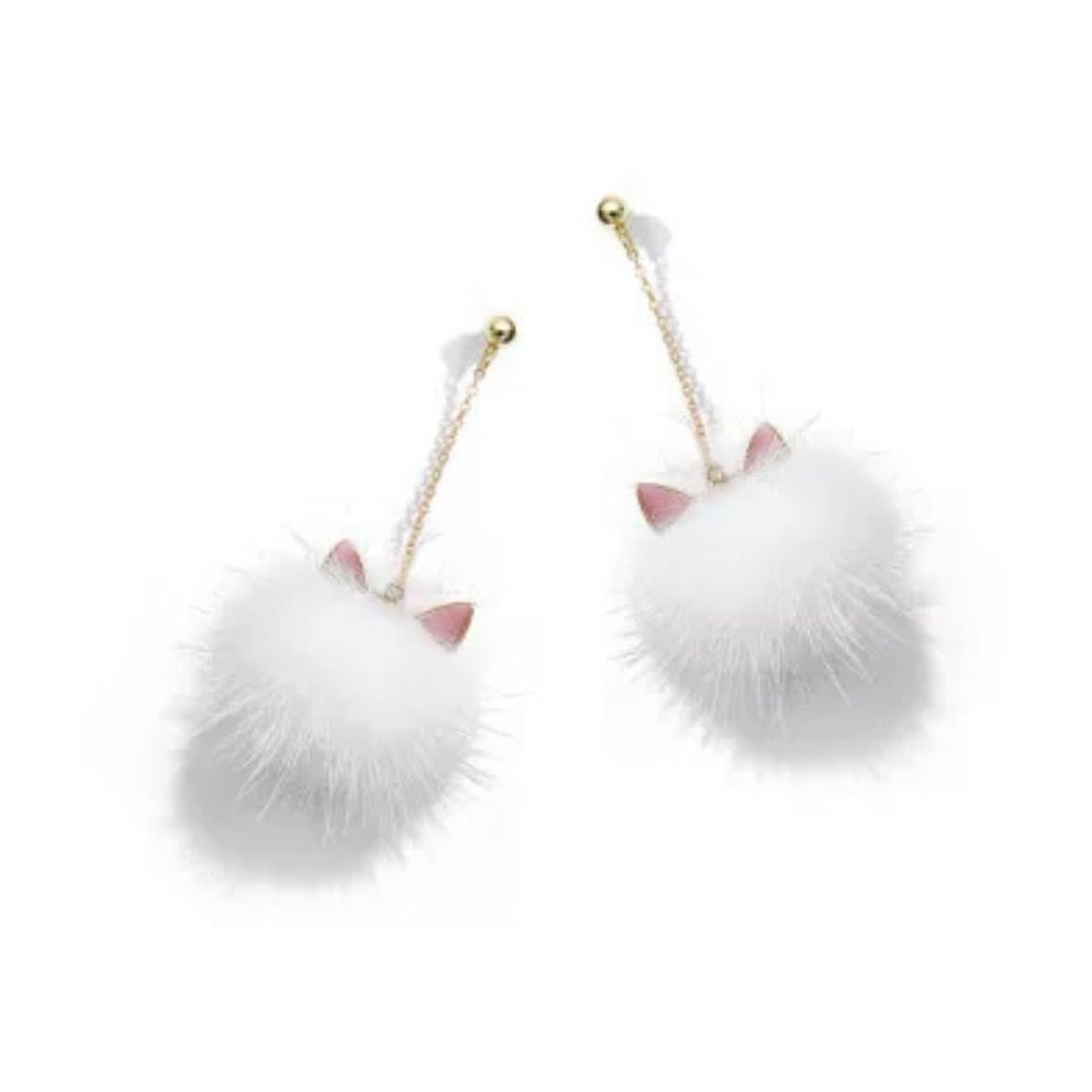 Persian Cat Pom Pom Earrings