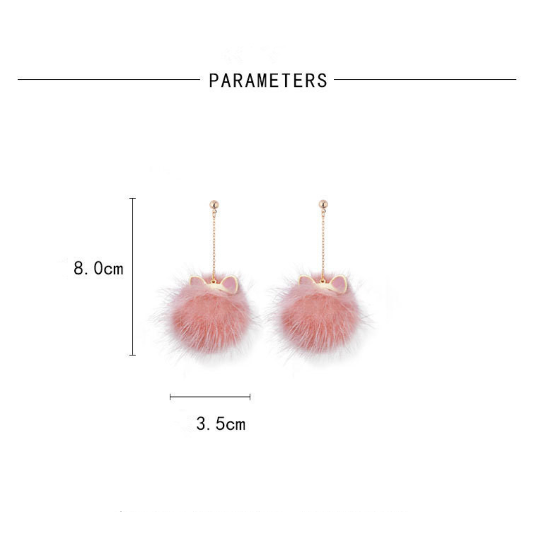 Persian Cat Pom Pom Earrings