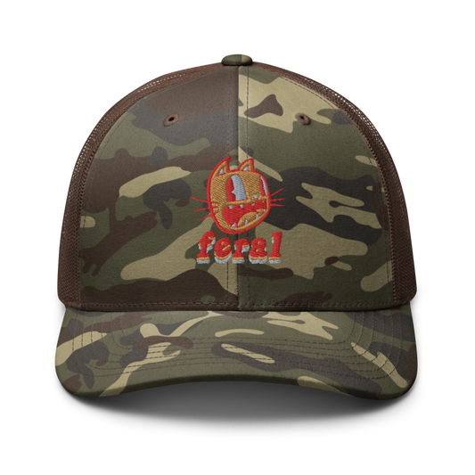 Feral camouflage trucker hat