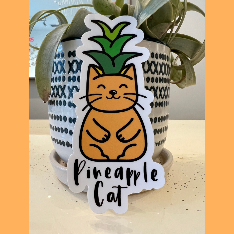 pineapple plant and cats Pineapple Cat Sticker
